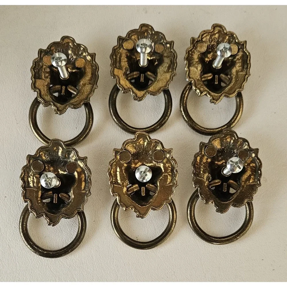 6 Pcs Large Lion Head Ring Drawer Pulls Knobs